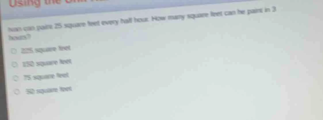 ivan can paint 25 square feet every half hour. how many square feet can…