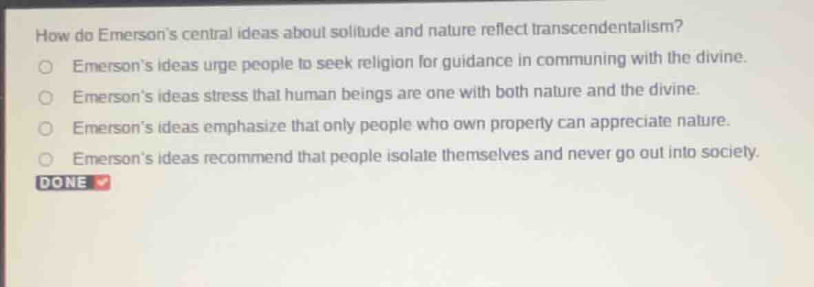 how do emerson’s central ideas about solitude and nature reflect transc…
