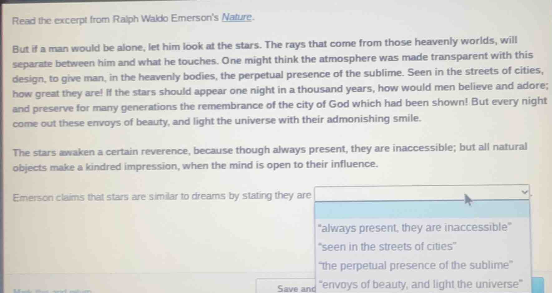 read the excerpt from ralph waldo emersons nature. but if a man would b…