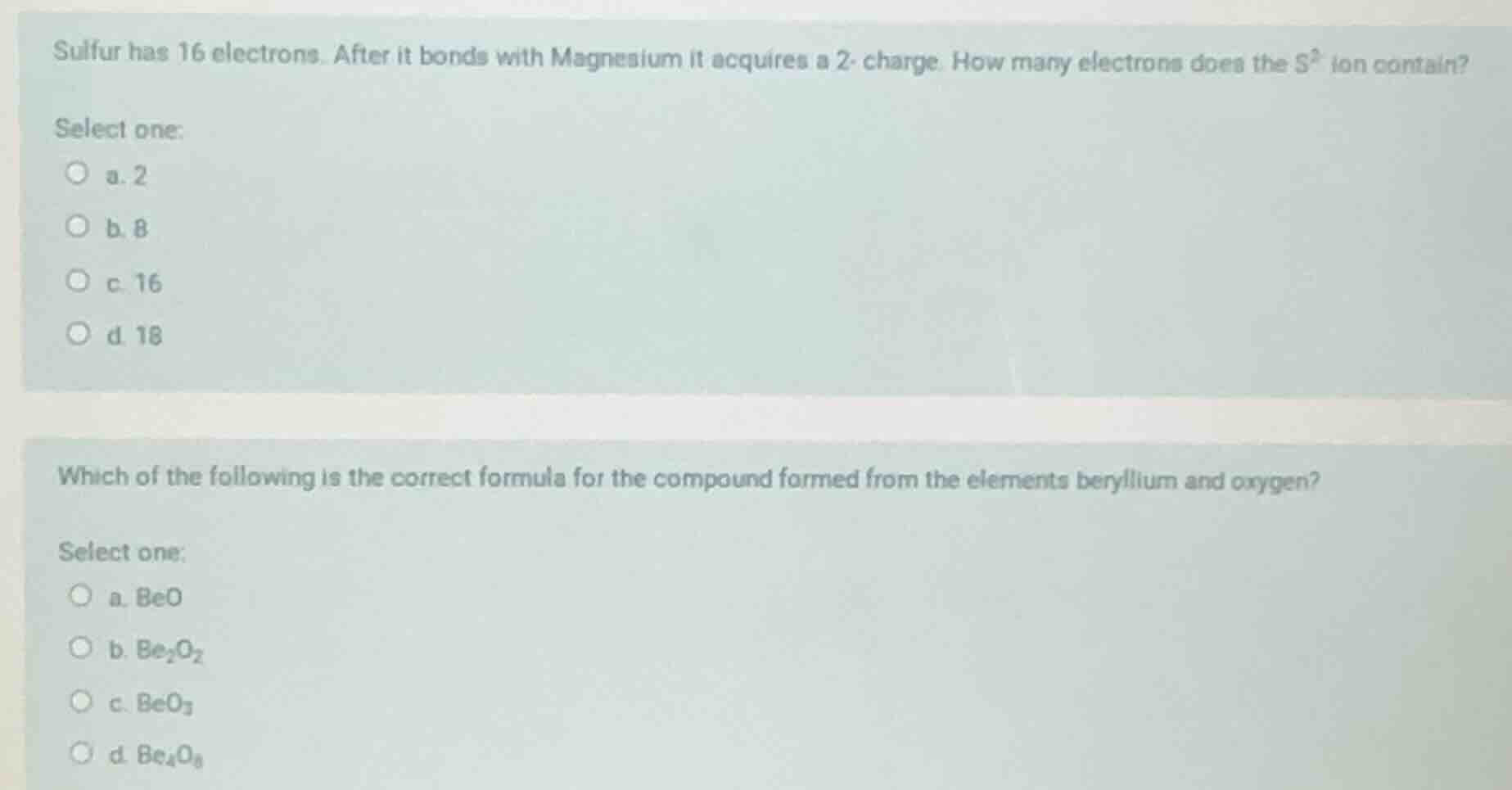 sulfur has 16 electrons. after it bonds with magnesium it acquires a 2-…