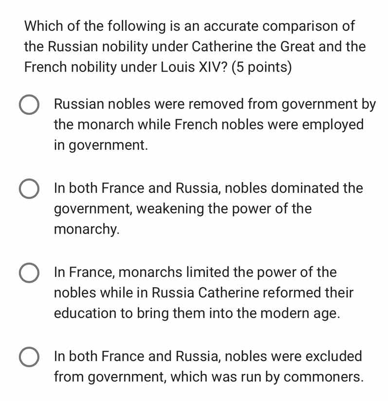 which of the following is an accurate comparison of the russian nobilit…