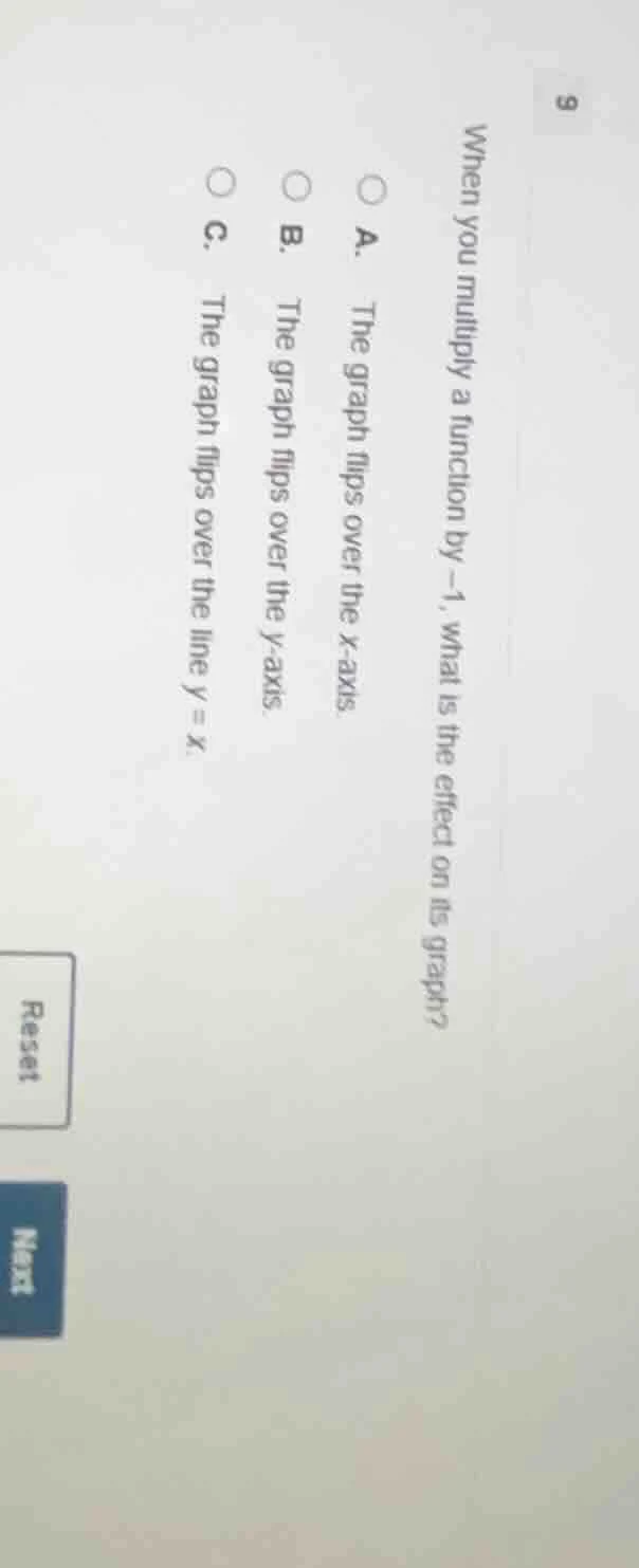 9 when you multiply a function by -1, what is the effect on its graph? …