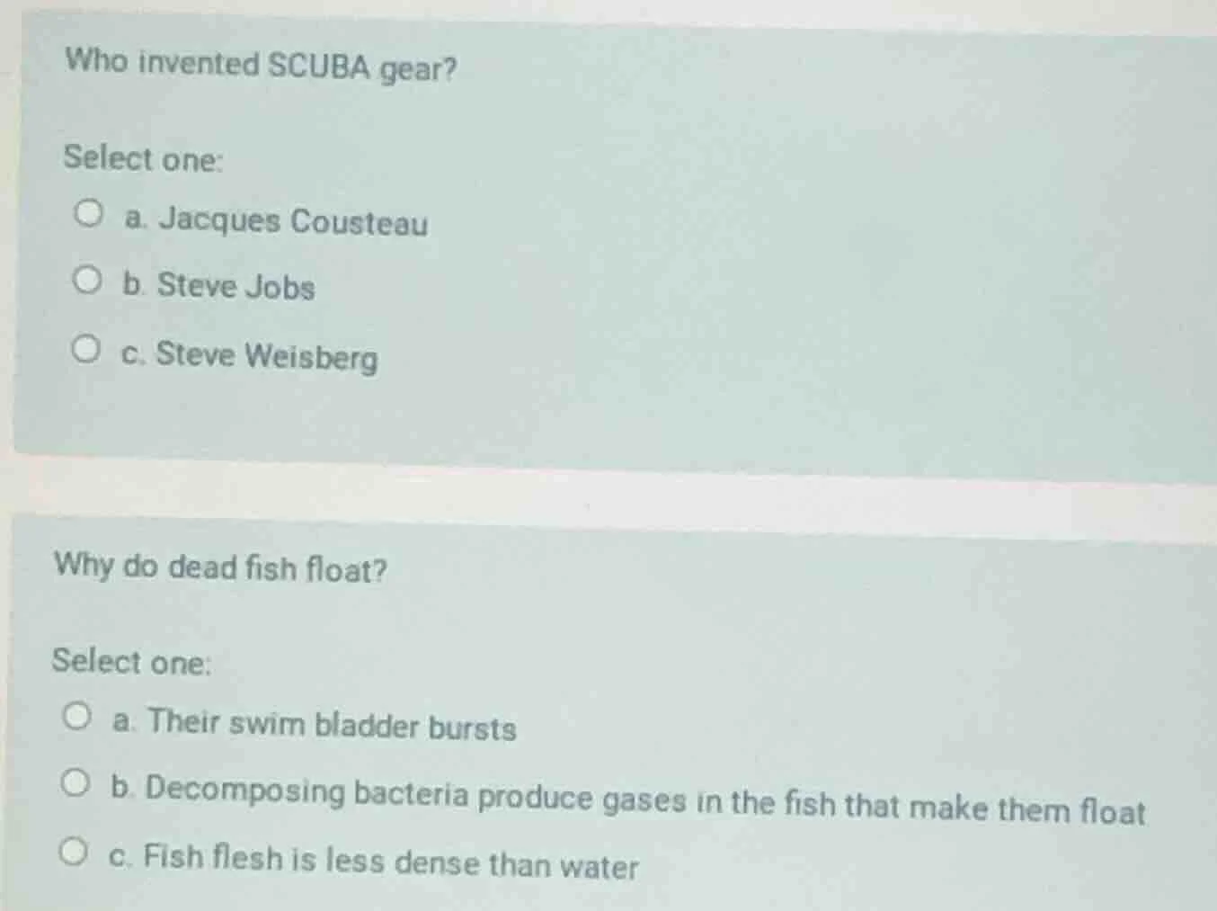 who invented scuba gear? select one: a. jacques cousteau b. steve jobs …