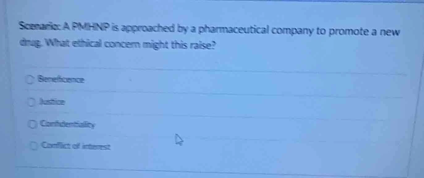 scenario: a pmhnp is approached by a pharmaceutical company to promote …