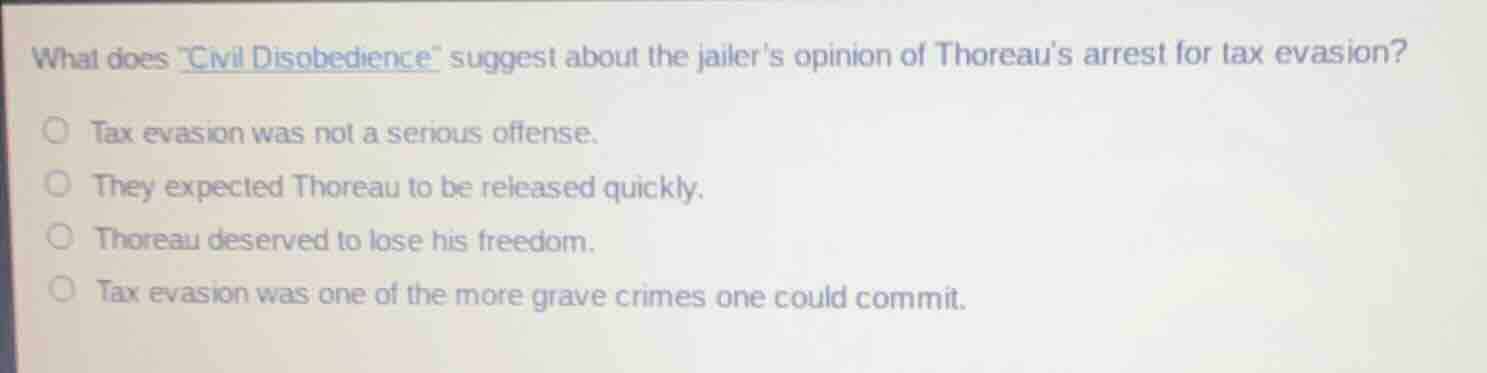 what does \civil disobedience\ suggest about the jailers opinion of tho…