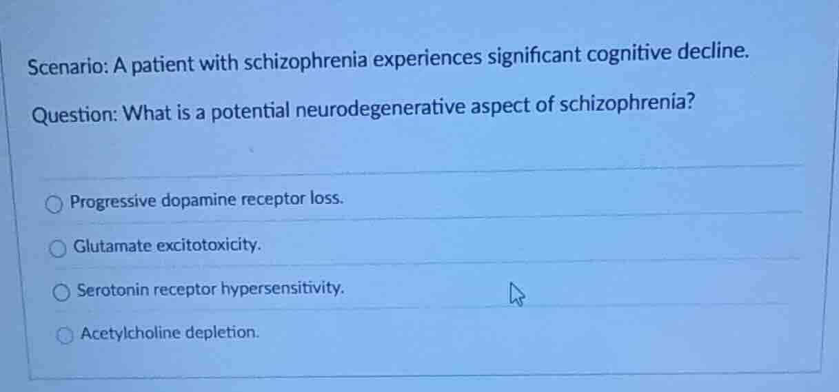 scenario: a patient with schizophrenia experiences significant cognitiv…