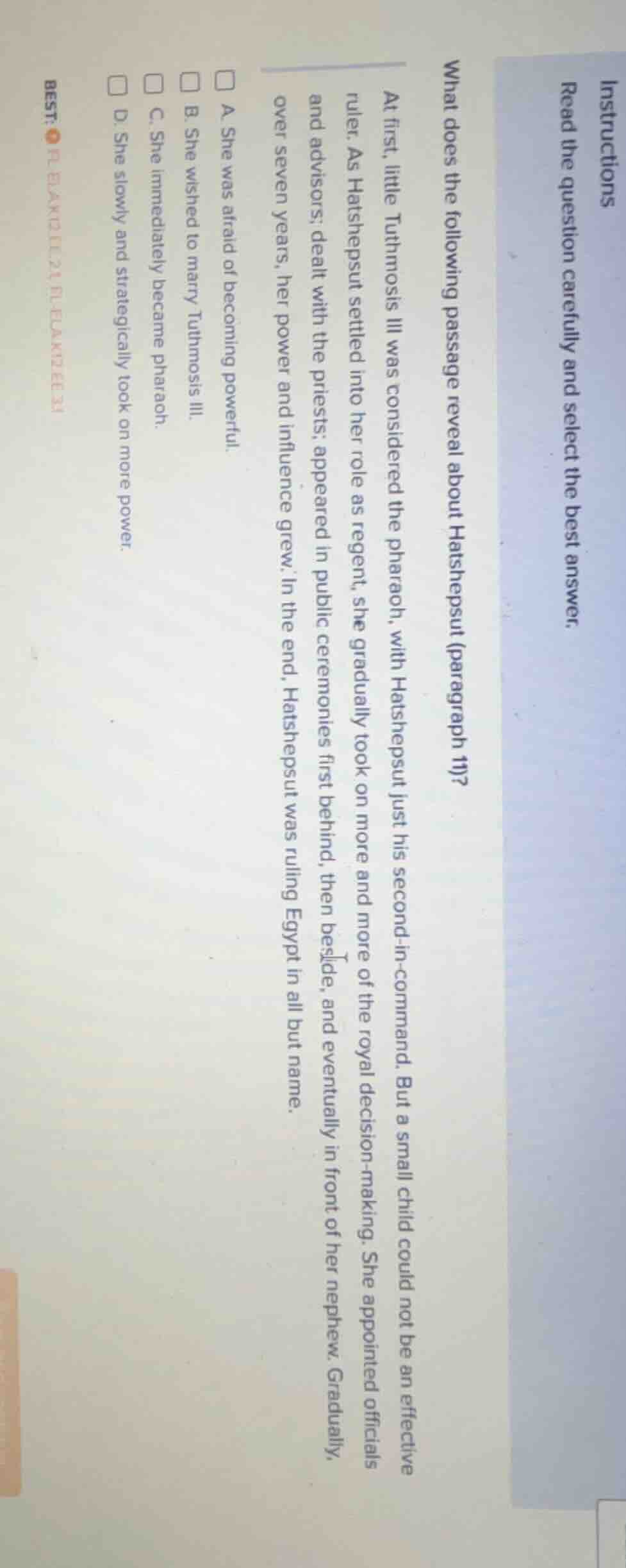 instructions read the question carefully and select the best answer. wh…