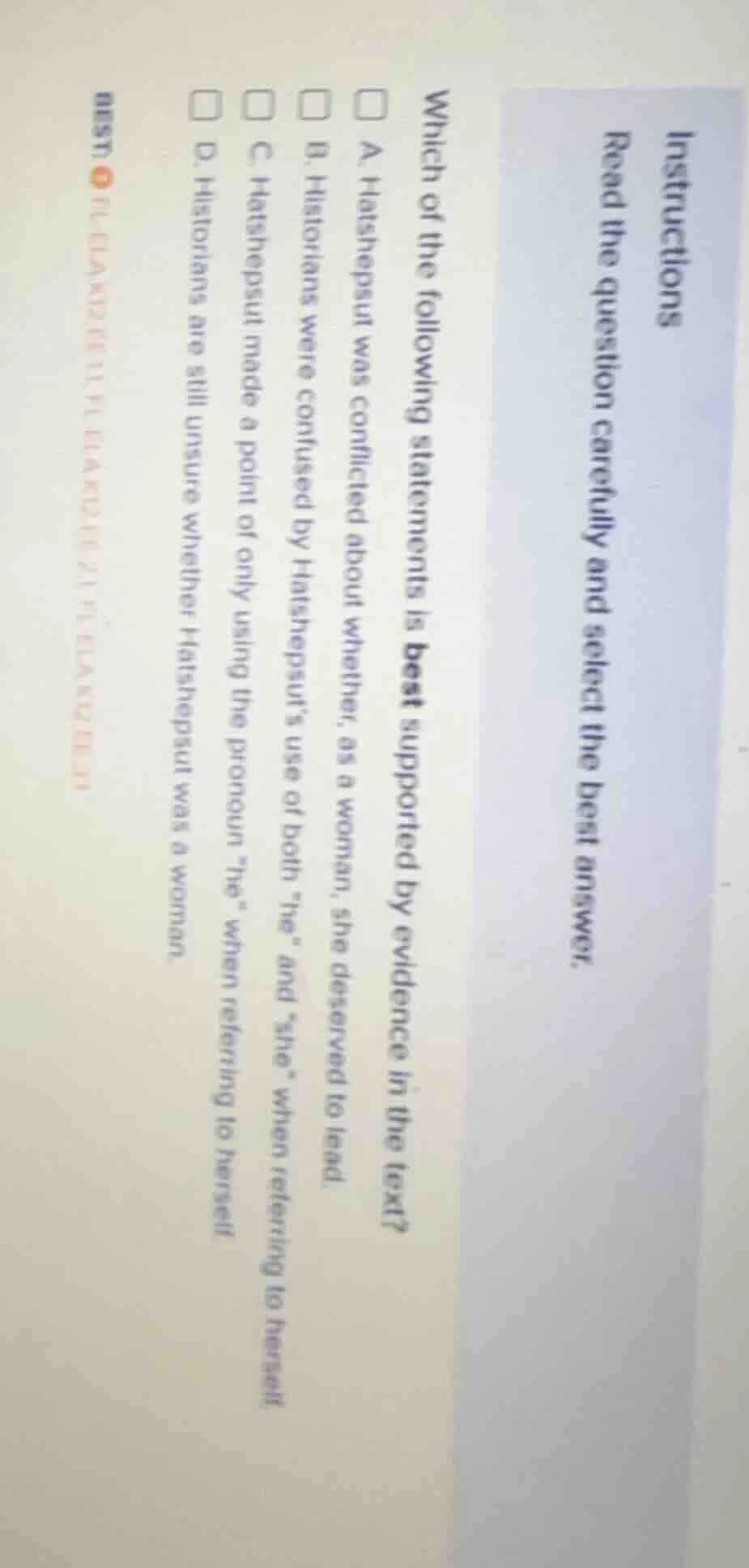 instructions read the question carefully and select the best answer. wh…