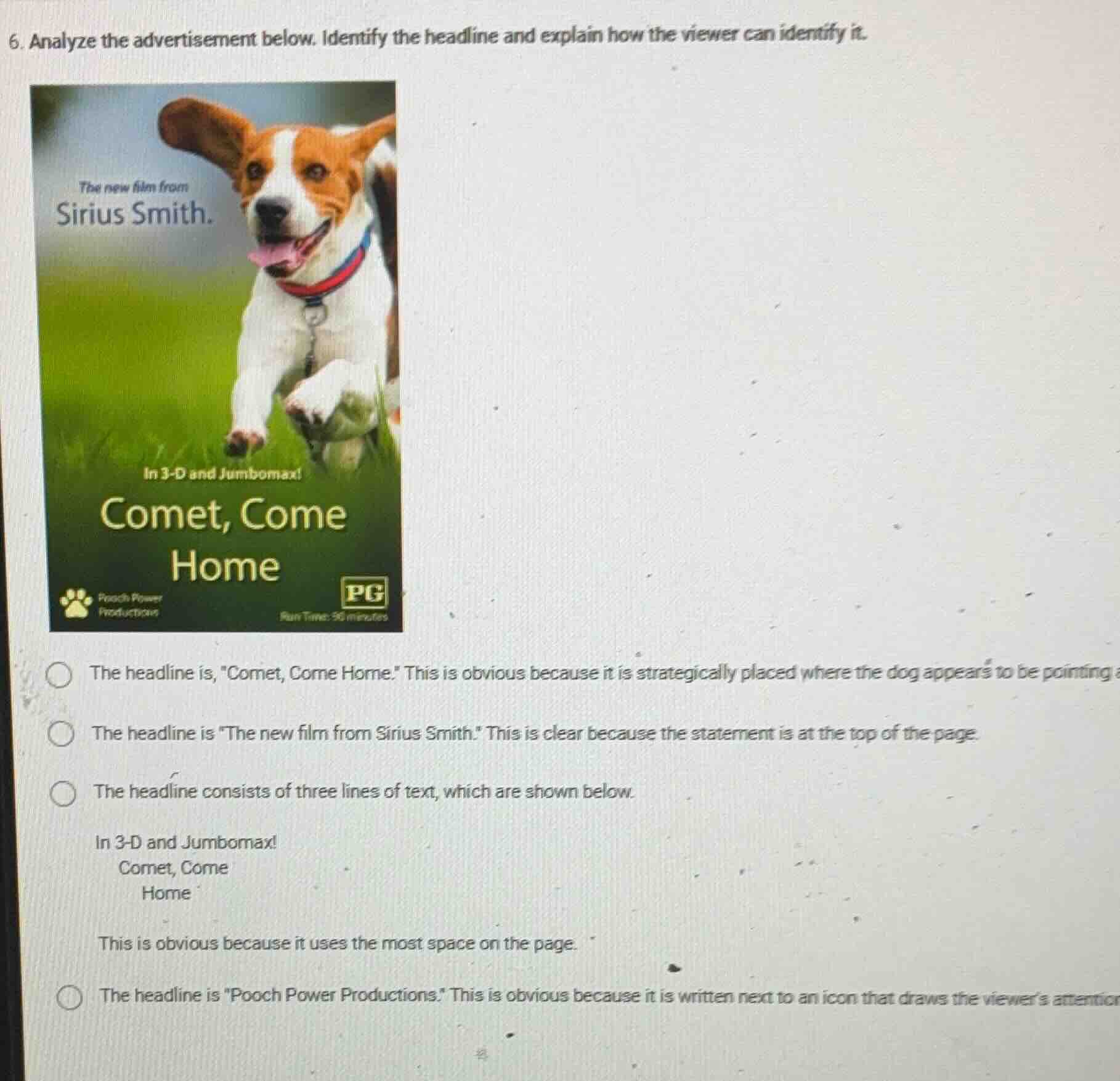 6. analyze the advertisement below. identify the headline and explain h…