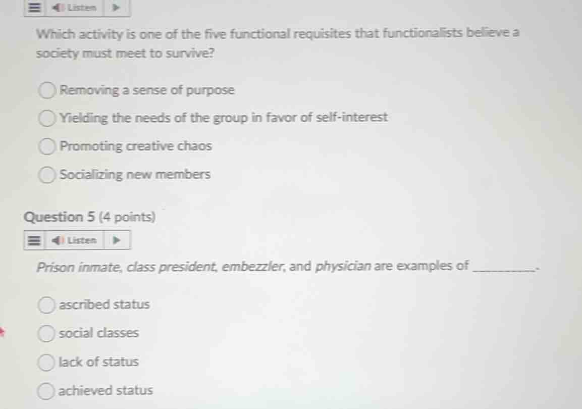 which activity is one of the five functional requisites that functional…