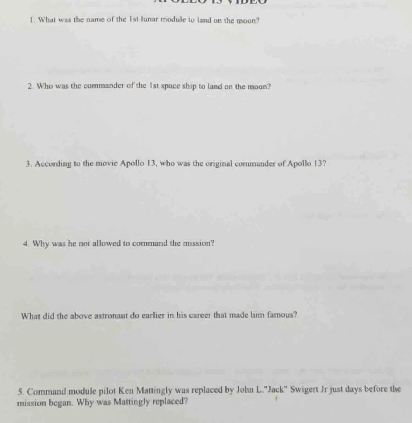 1. what was the name of the 1st lunar module to land on the moon? 2. wh…