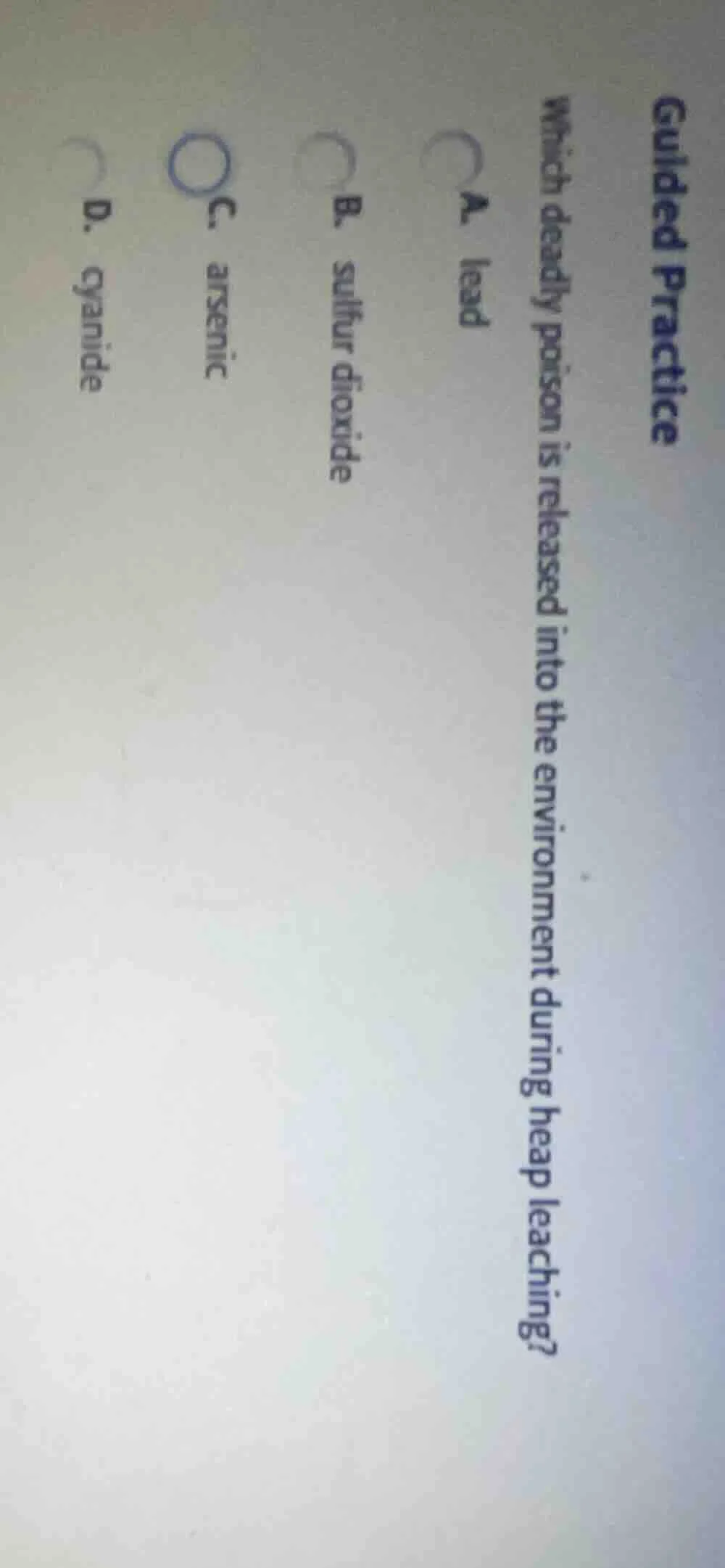 guided practice which deadly poison is released into the environment du…