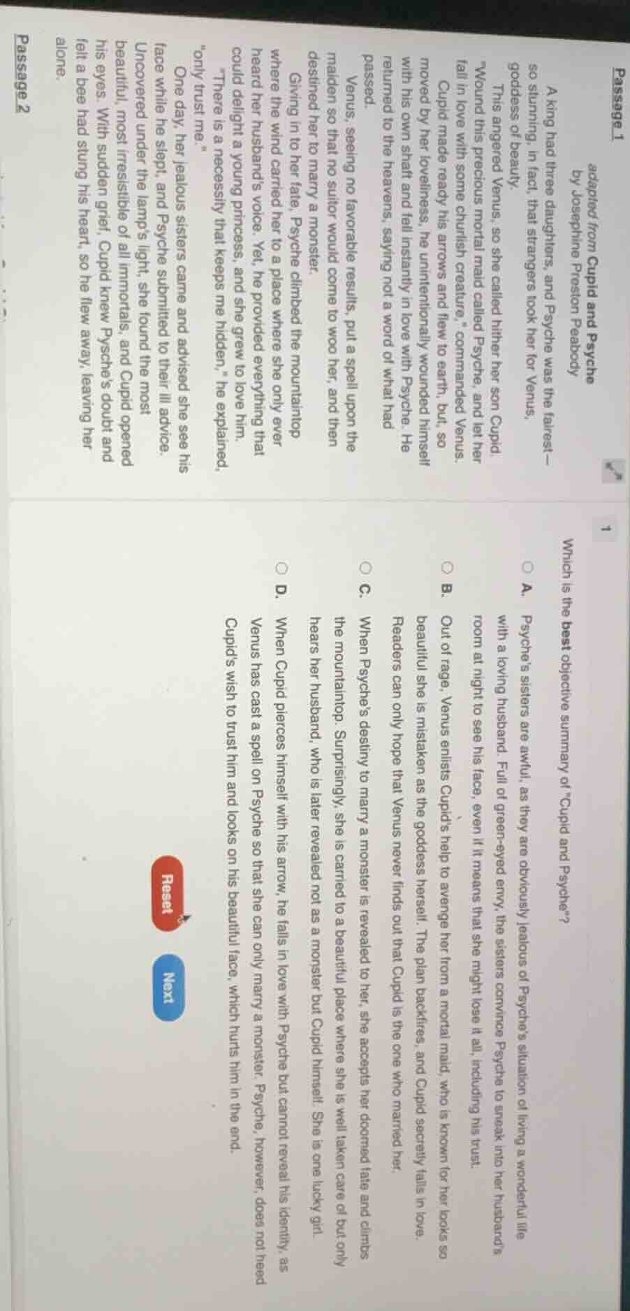 adapted from cupid and psyche by josephine preston peabody passage 1 a …