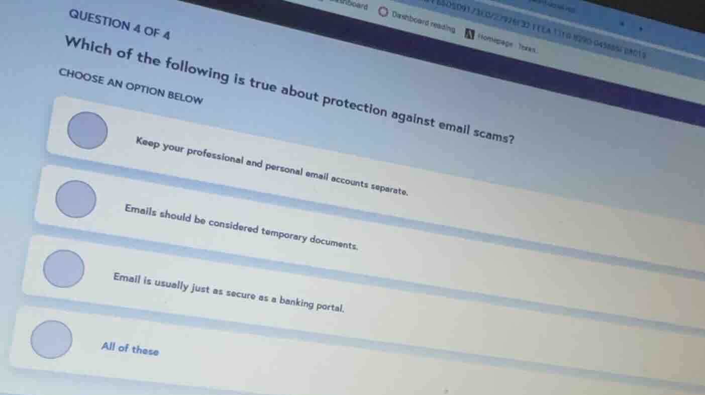 question 4 of 4 which of the following is true about protection against…