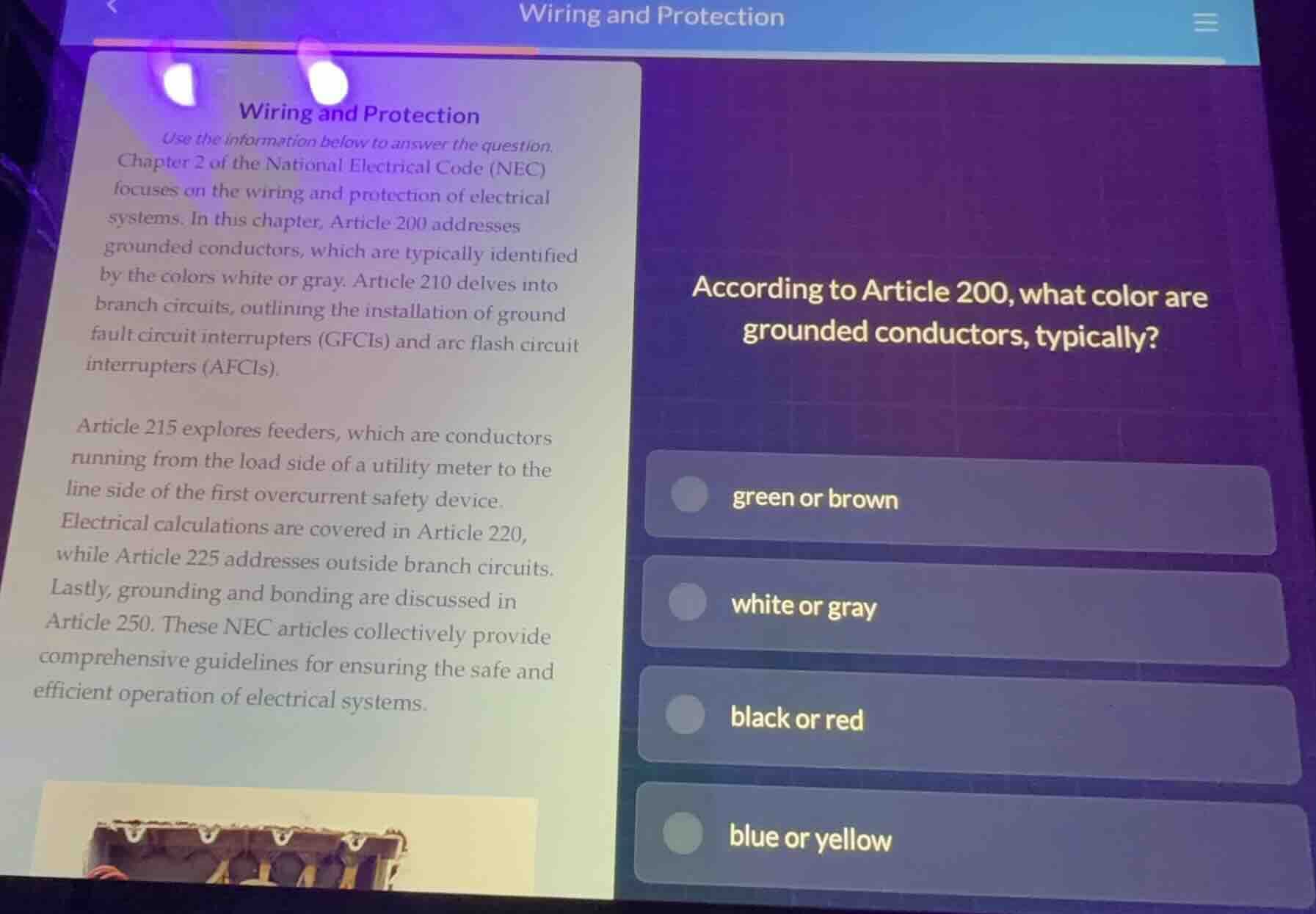 wiring and protection use the information below to answer the question.…