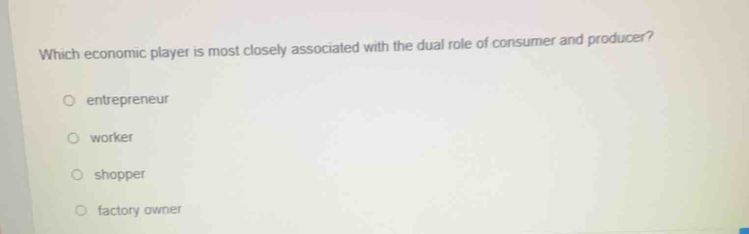 which economic player is most closely associated with the dual role of …