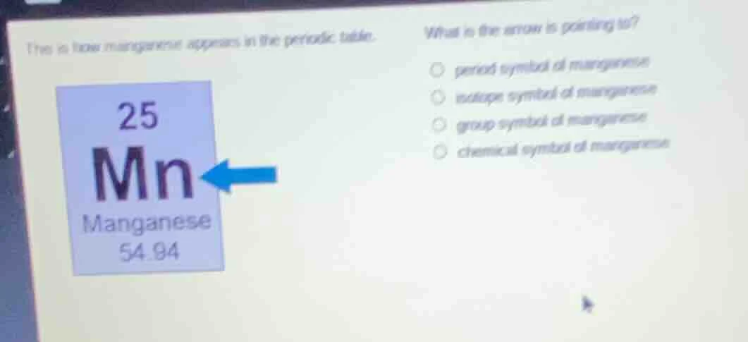 this is how manganese appears in the periodic table. what is the arrow …