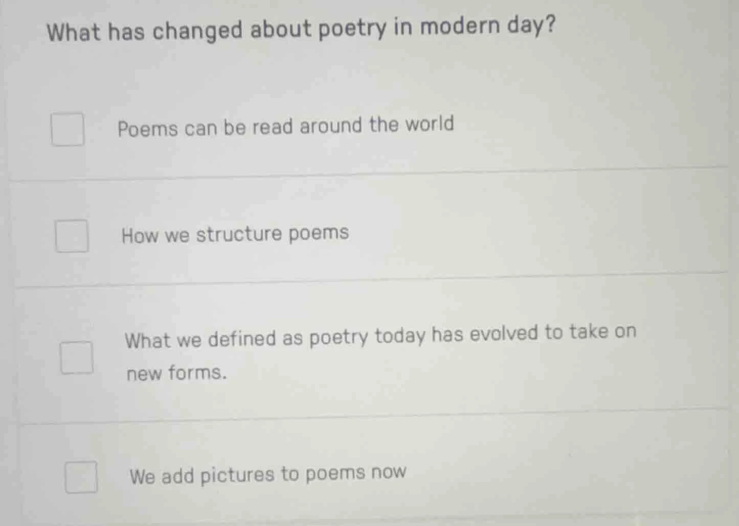 what has changed about poetry in modern day? poems can be read around t…