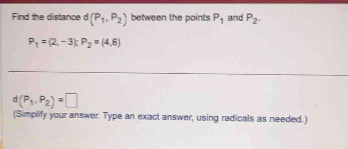 find the distance ( d(p_1, p_2) ) between the points ( p_1 ) and ( p_2 …