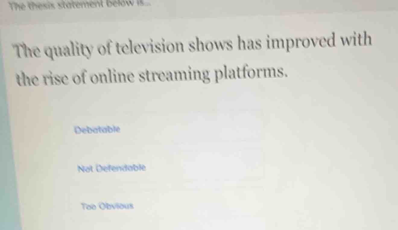 the thesis statement below is... the quality of television shows has im…