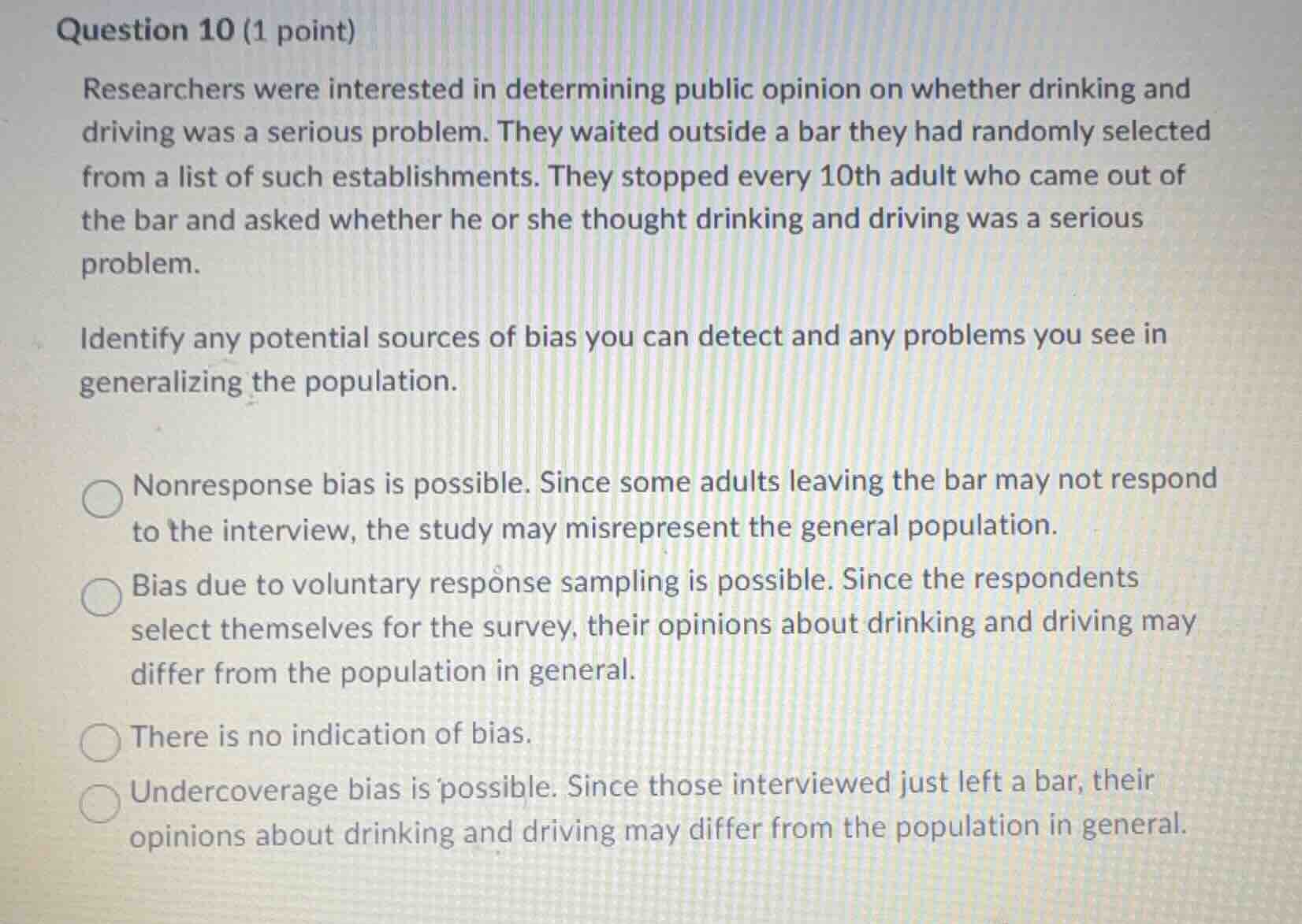 question 10 (1 point) researchers were interested in determining public…