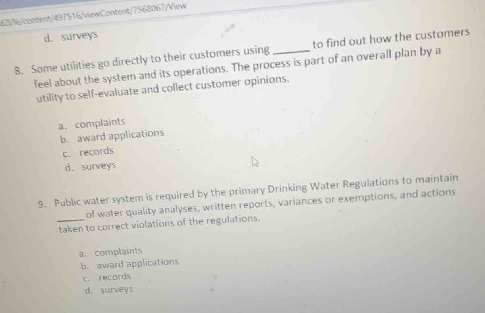 d. surveys 8. some utilities go directly to their customers using _____…