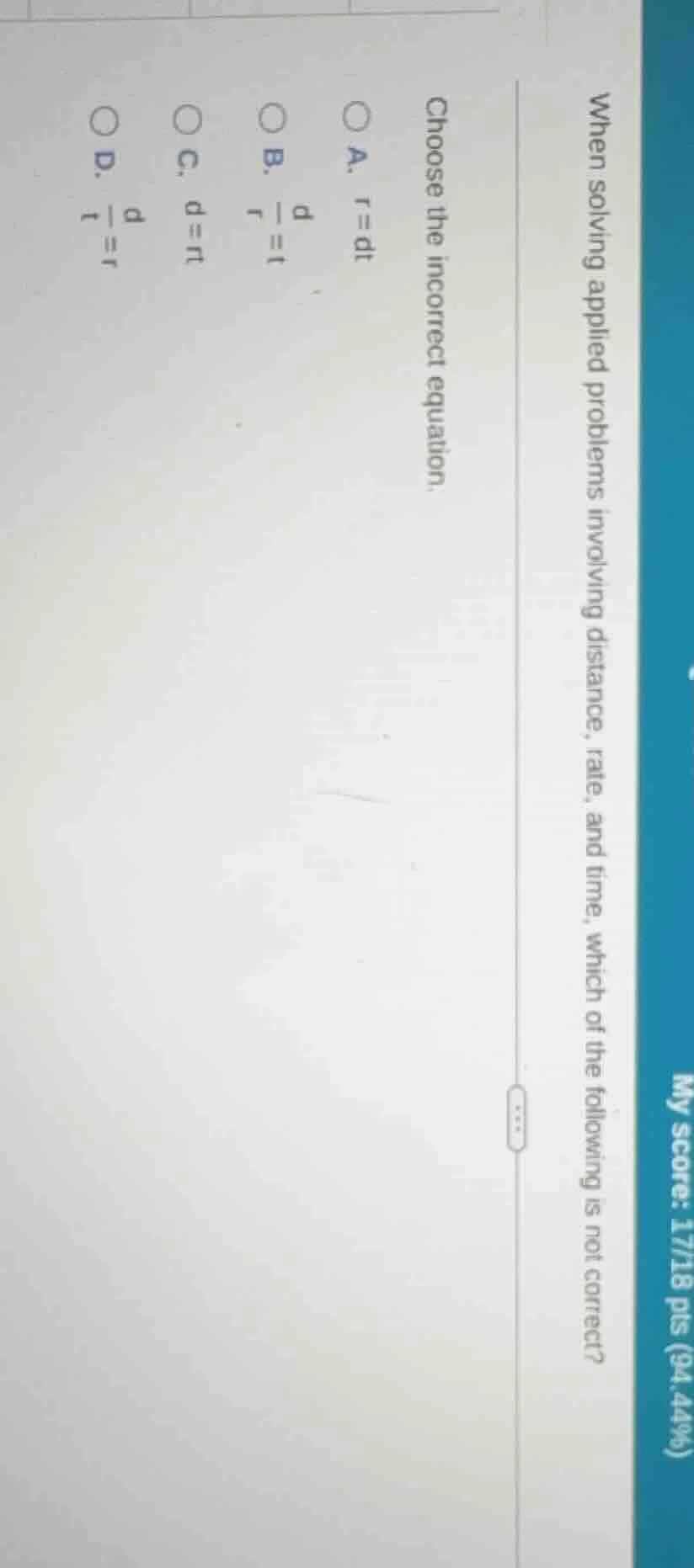 when solving applied problems involving distance, rate, and time, which…