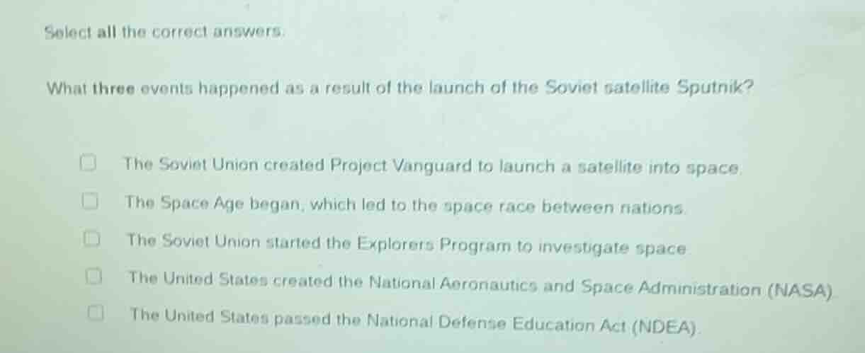 select all the correct answers. what three events happened as a result …