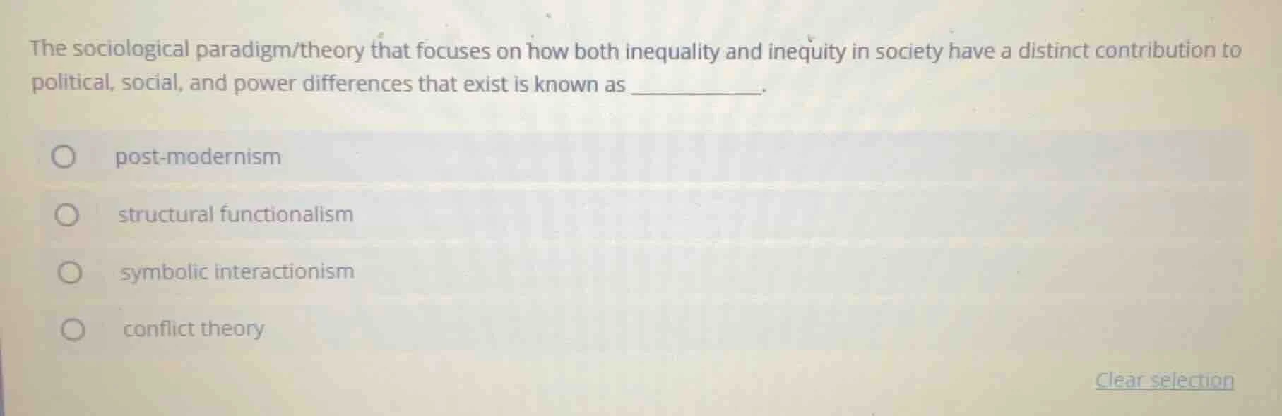 the sociological paradigm/theory that focuses on how both inequality an…