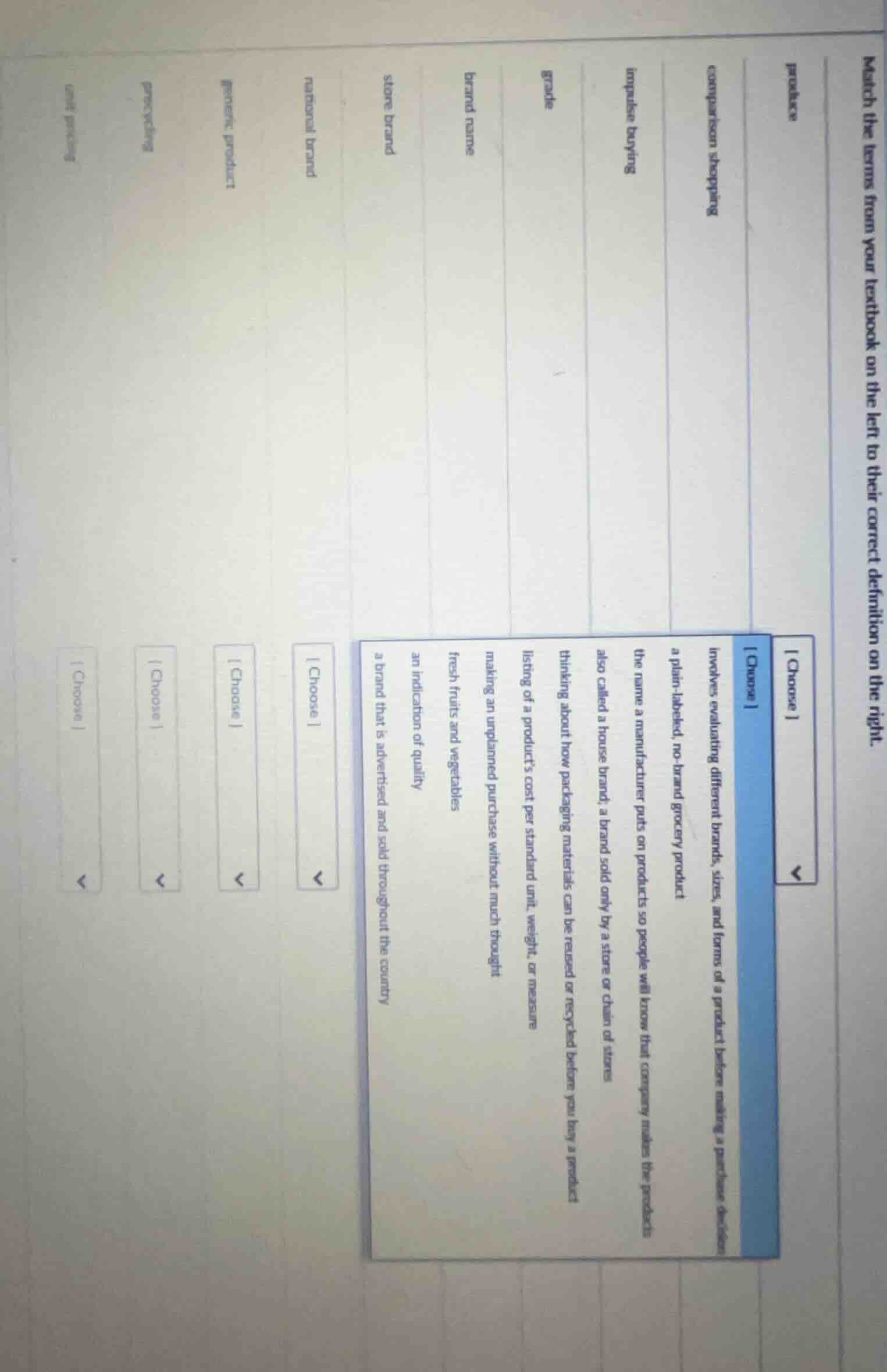match the terms from your textbook on the left to their correct definit…