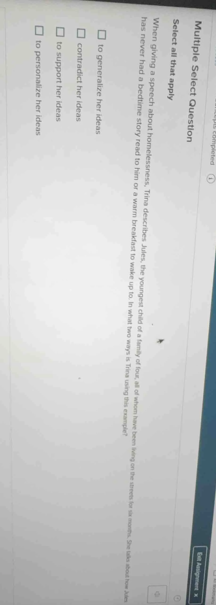 multiple select question select all that apply when giving a speech abo…