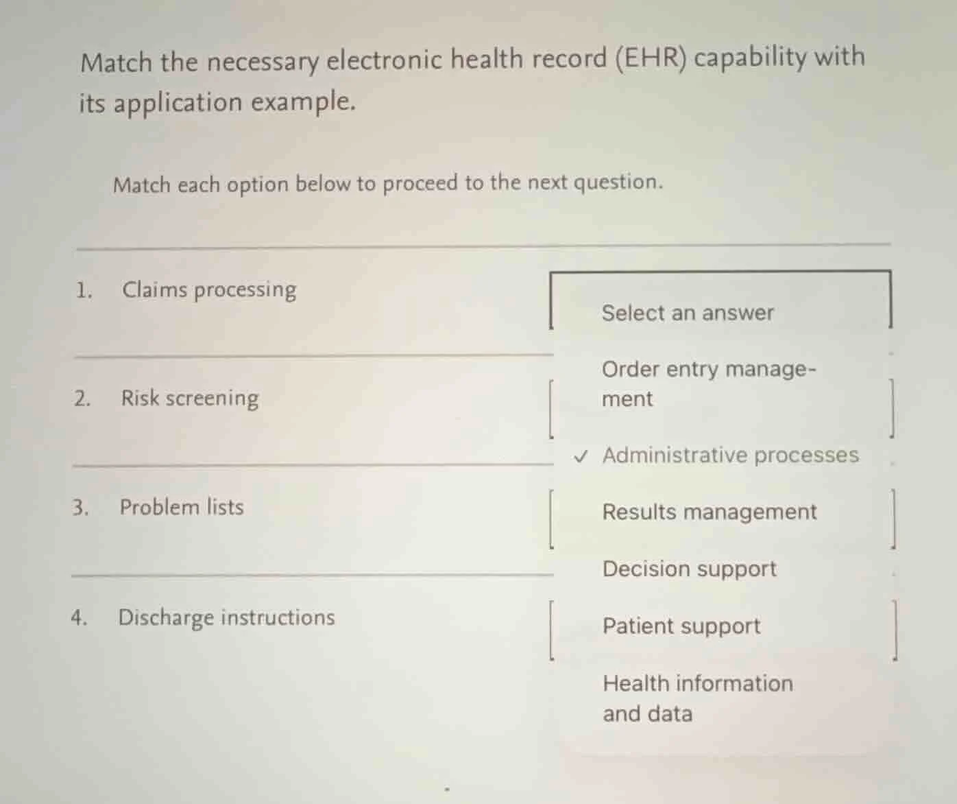 match the necessary electronic health record (ehr) capability with its …