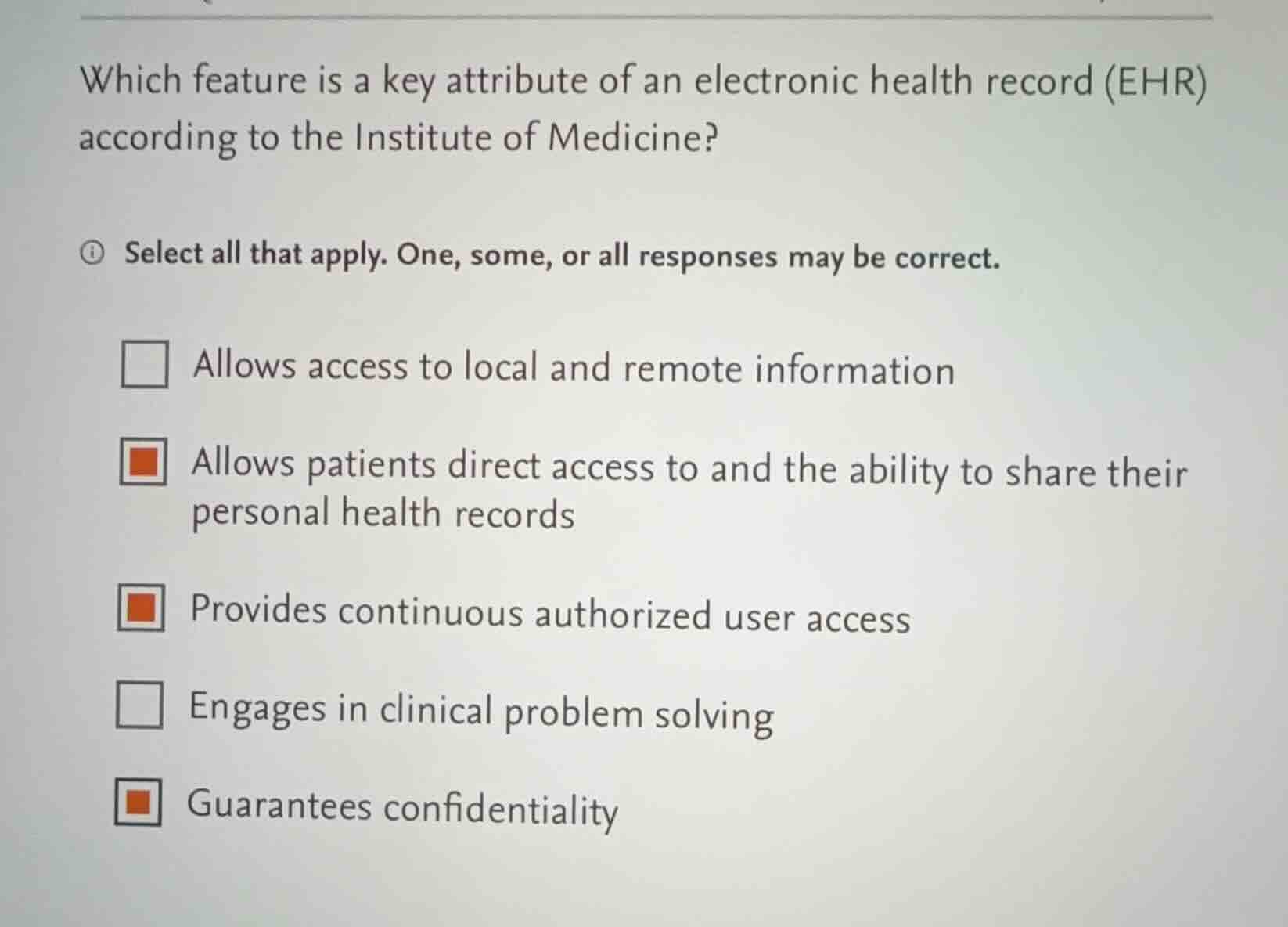 which feature is a key attribute of an electronic health record (ehr) a…