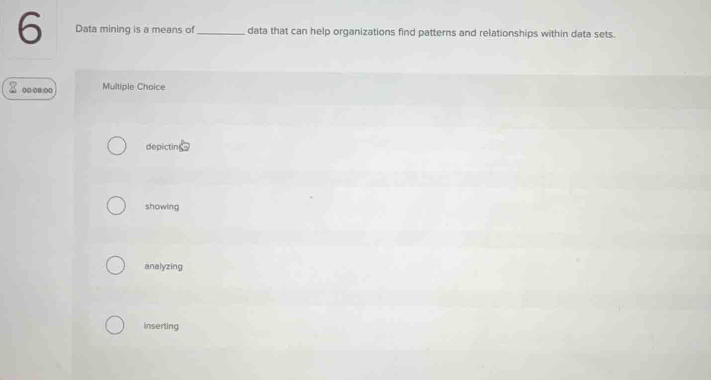 data mining is a means of _______ data that can help organizations find…