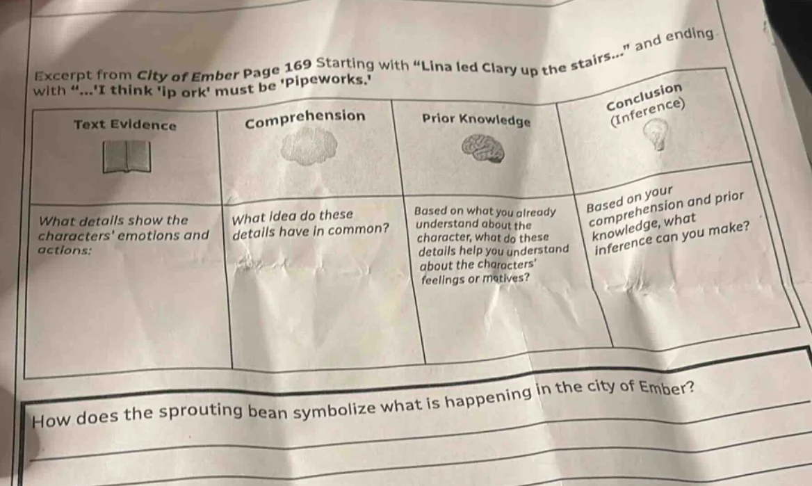 excerpt from city of ember page 169 starting with \lina led clary up th…