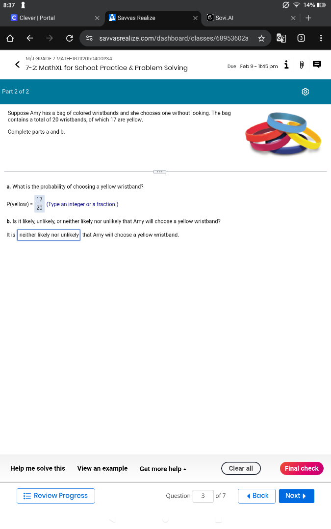 suppose amy has a bag of colored wristbands and she chooses one without…