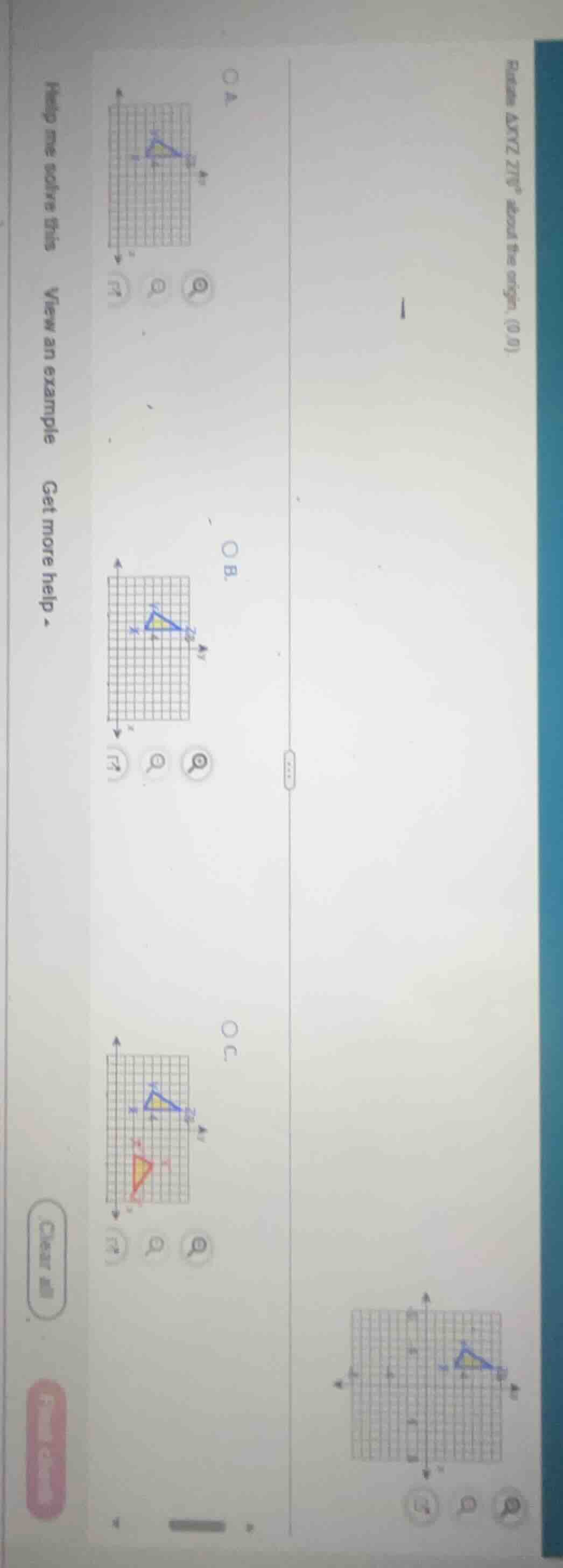 rotate \\(\\triangle xyz\\) \\(270^\\circ\\) about the origin, \\((0,0)…