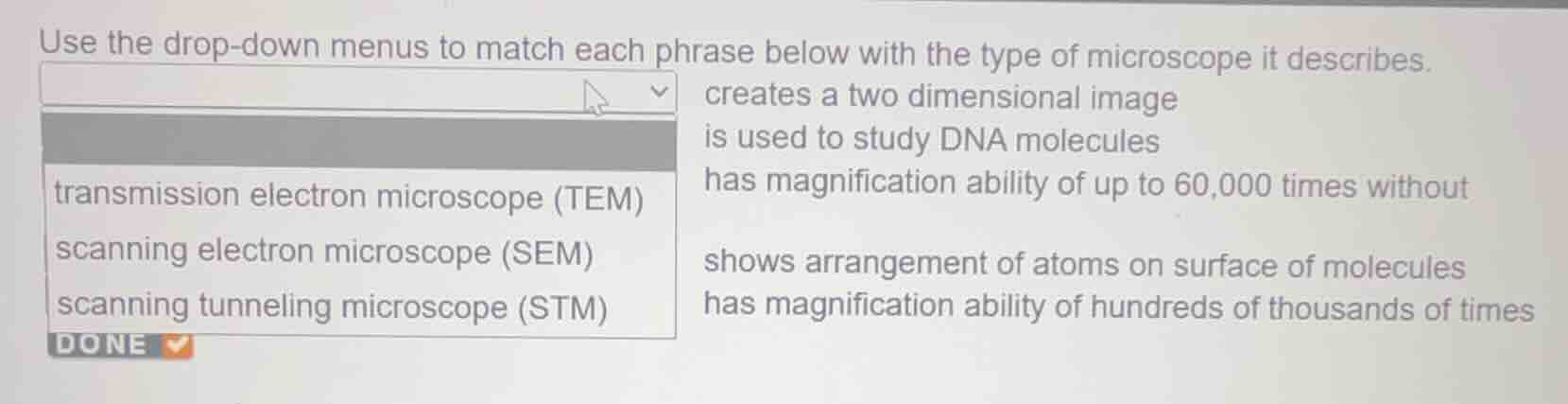 use the drop - down menus to match each phrase below with the type of m…