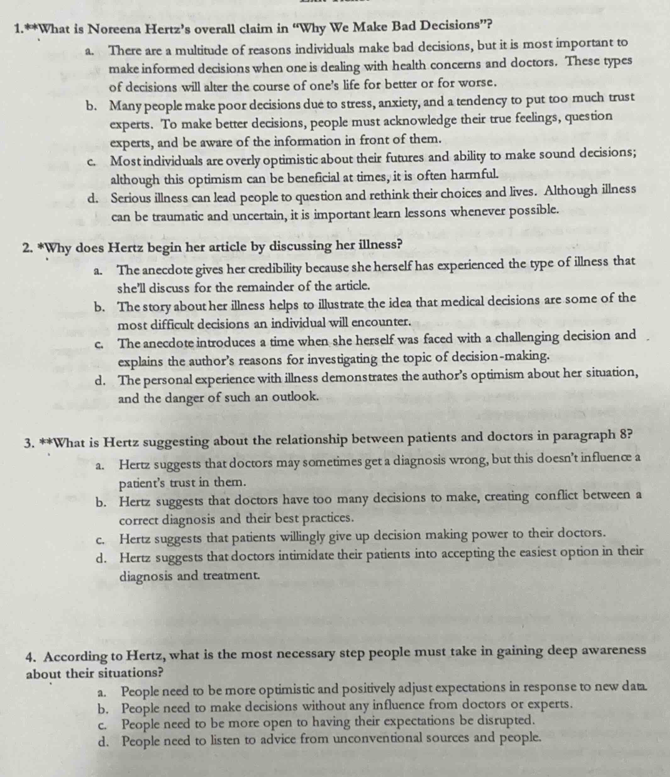 1.**what is noreena hertzs overall claim in \why we make bad decisions\…