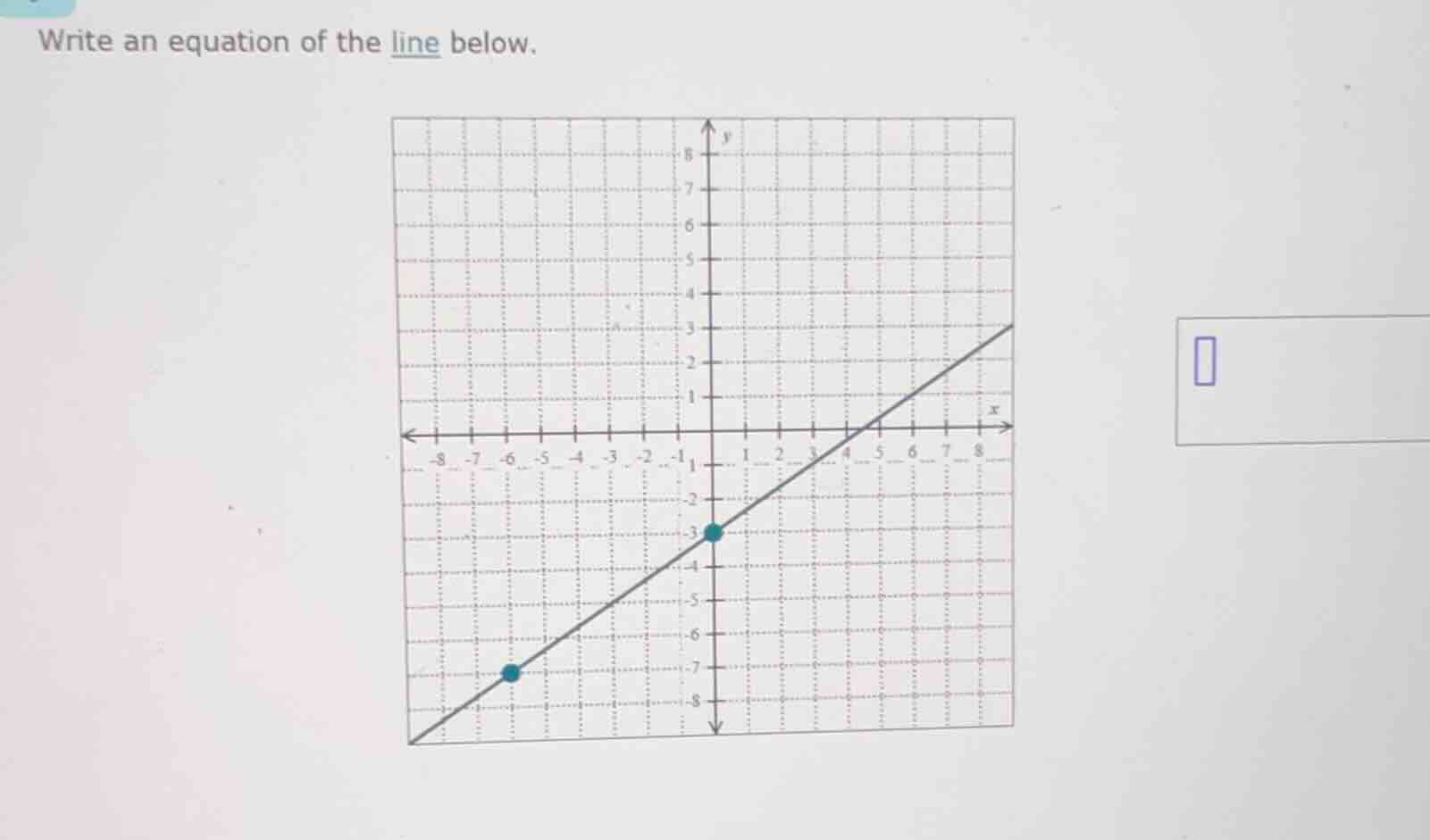 write an equation of the line below.