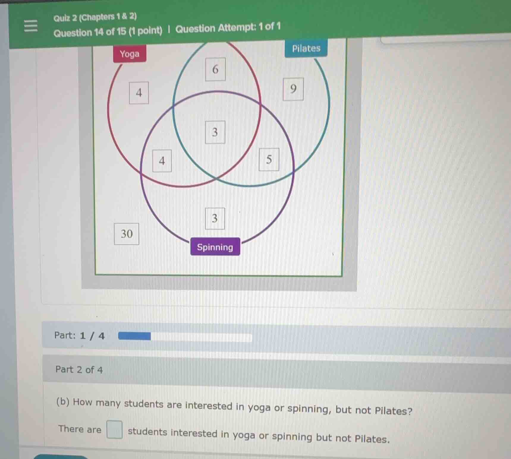 quiz 2 (chapters 1 & 2) question 14 of 15 (1 point) | question attempt:…