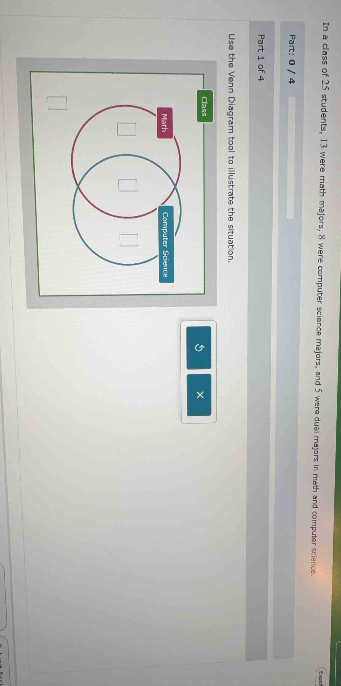 in a class of 25 students, 13 were math majors, 8 were computer science…