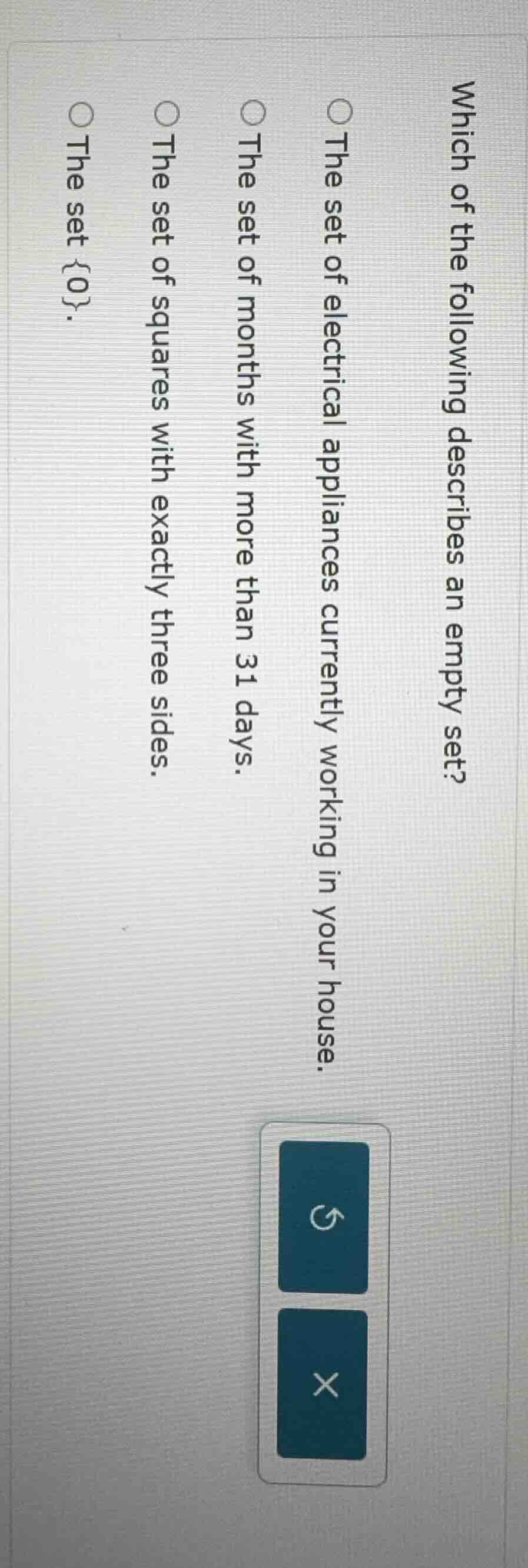 which of the following describes an empty set? the set of electrical ap…