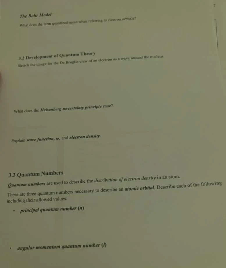 the bohr model what does the term quantized mean when referring to elec…