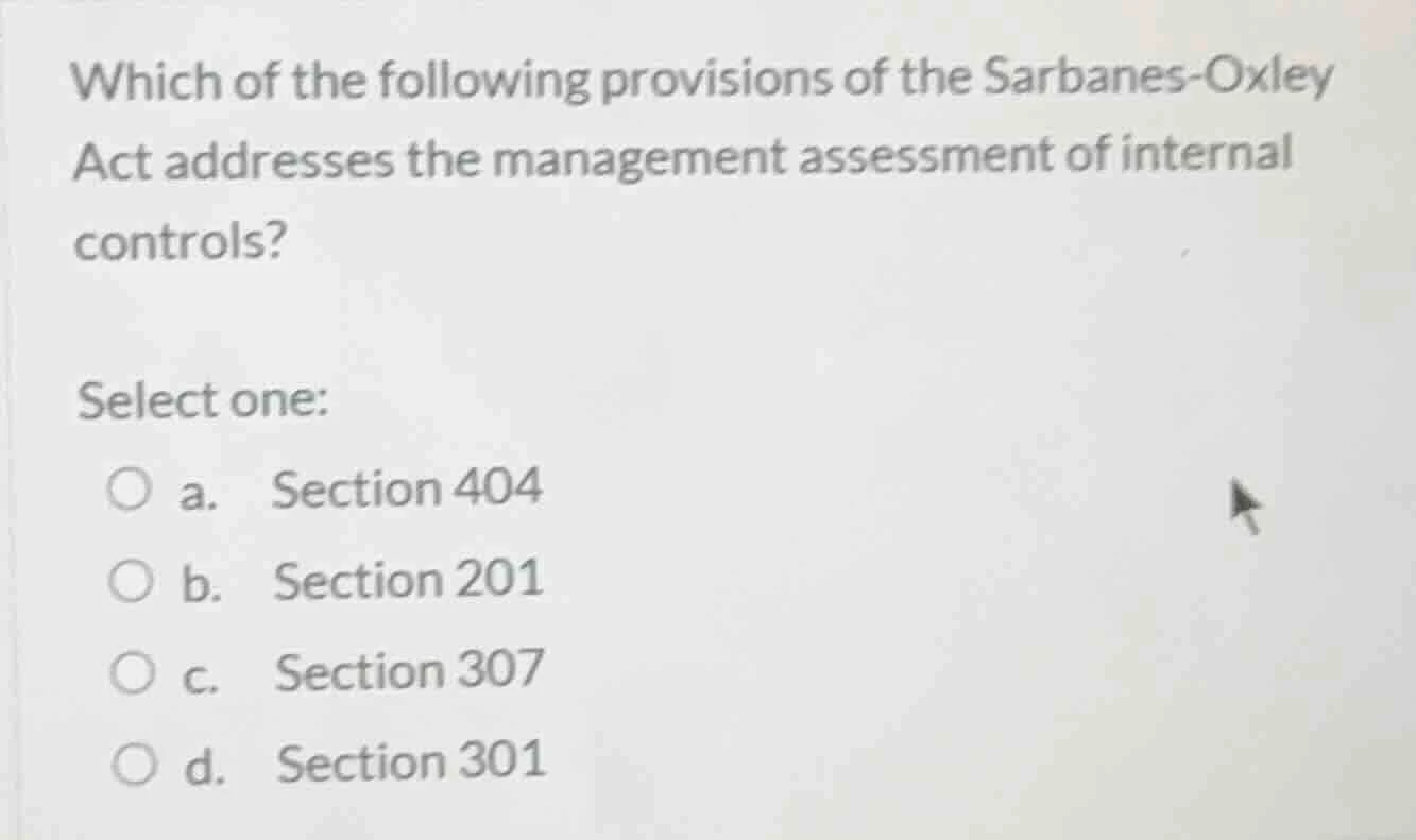 which of the following provisions of the sarbanes-oxley act addresses t…