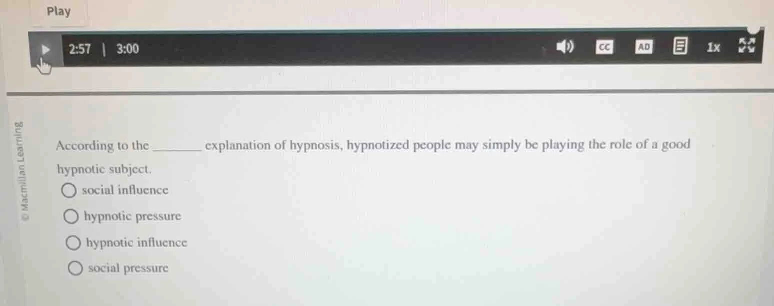 according to the ______ explanation of hypnosis, hypnotized people may …