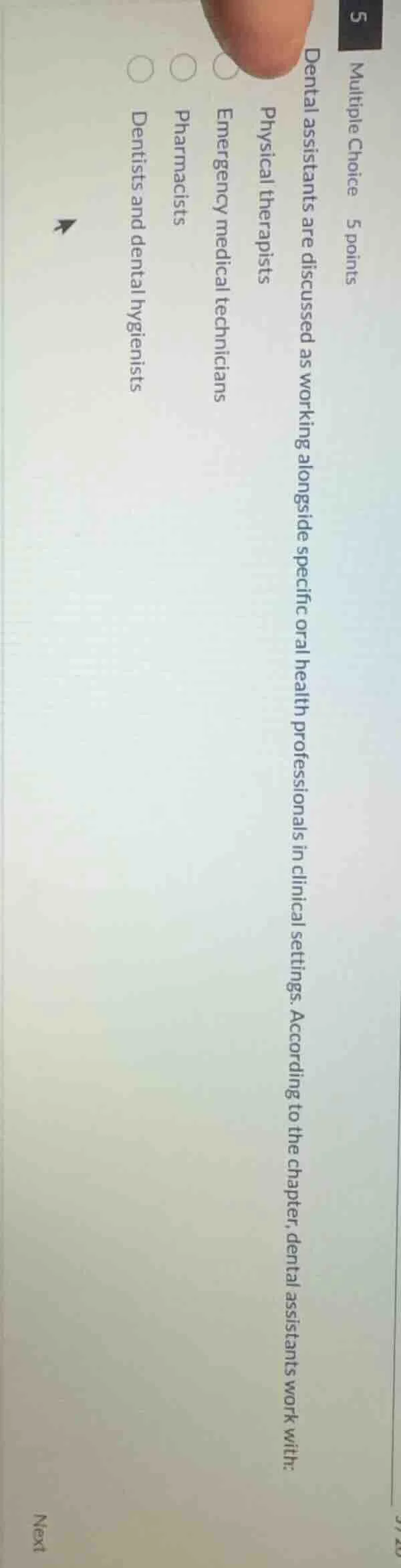multiple choice 5 points dental assistants are discussed as working alo…