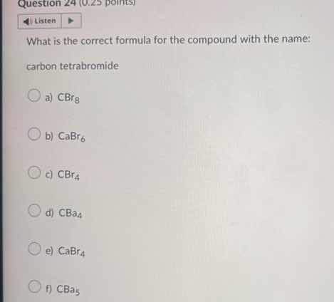 question 24 (0.25 points) listen what is the correct formula for the co…