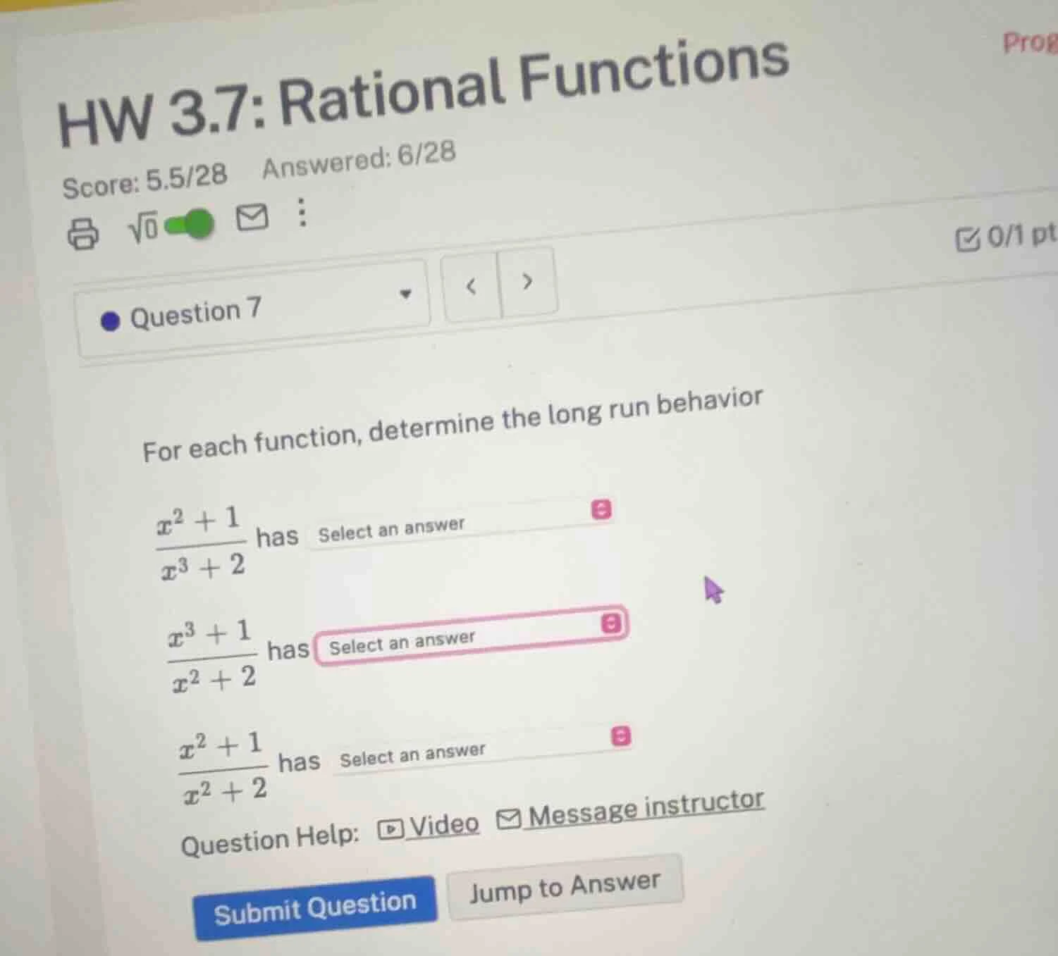 hw 3.7: rational functions score: 5.5/28 answered: 6/28 question 7 for …