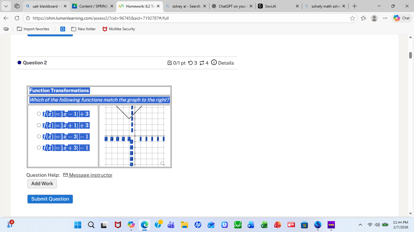 question 2 0/1 pt 3 2 4 details function transformations which of the f…